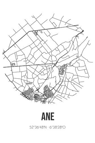Ane (Overijssel) | Karte | Schwarz und Weiß