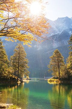 Eibsee and Zugspitze in autumn
