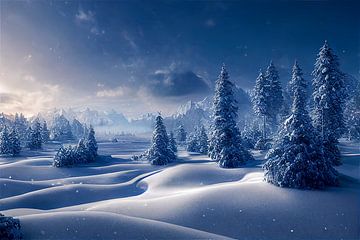 Winterlandschap bij nacht van Animaflora PicsStock