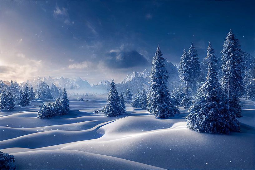 winterliche Landschaft bei Nacht von Animaflora PicsStock