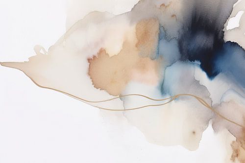 Abstrait moderne en bleu, or et marron