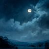 Lune dans une nuit nuageuse sur Femea Stille Landschappen