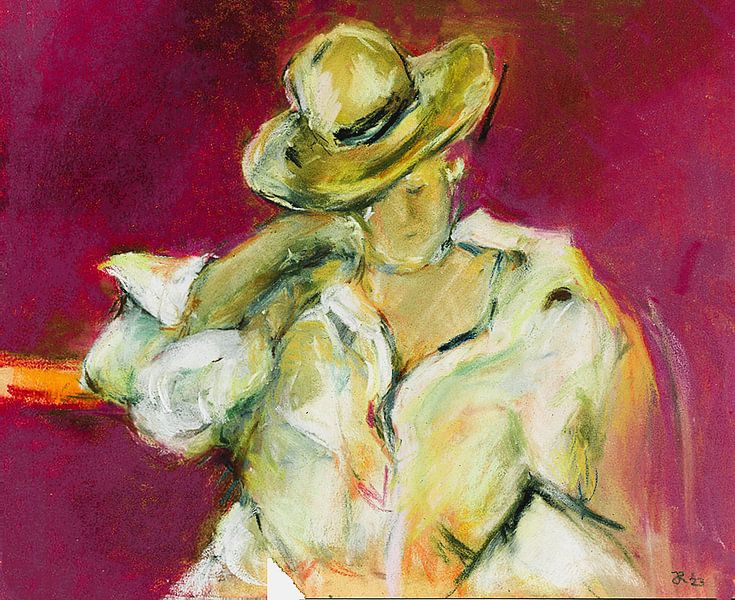 In Ruhe lesen. Mit Pastellkreide handgemalt. von Ineke de Rijk