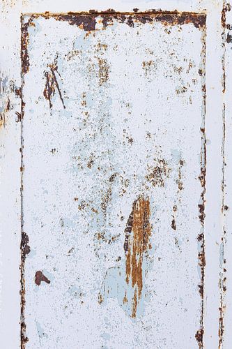 White iron shutter with rust brown spots on top of Mont Ventoux in France