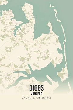 Carte ancienne de Diggs (Virginie), USA. sur Rezona