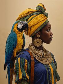 African woman with parrot by IamHome Studio