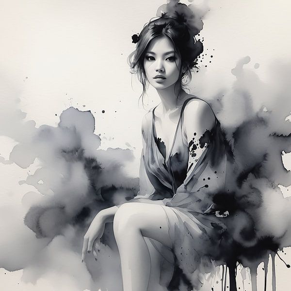 Aquarell einer schönen sexy Frau von Ans Bastiaanssen