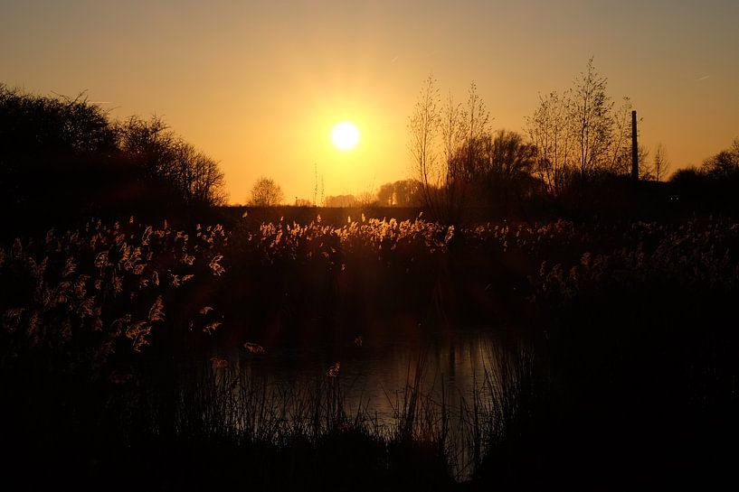 Landschap met een ondergaande zon. by Myrte Wilms