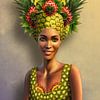 Karibische Frau mit Ananas als surreales Portrait von Britta Glodde