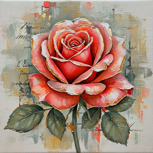 Klassiek romantisch schilderij van een Rode Roos