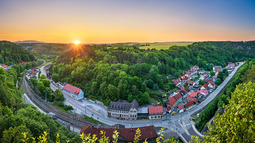 Rübeland, dans le Harz, en Allemagne, au coucher du soleil