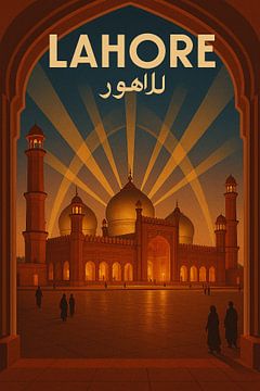 Lahore Badshahi Moschee Vintage Poster - Mughal Architektur Kunstdruck