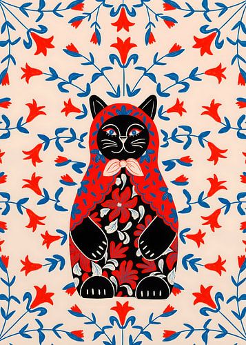 Illustration d'un chat matriochka russe
