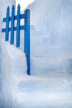 Griekenland details in blauw en wit. van Voss Fine Art Fotografie