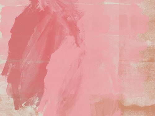 Abstracte minimalistische kunst in pastelkleuren roze, oker, wit