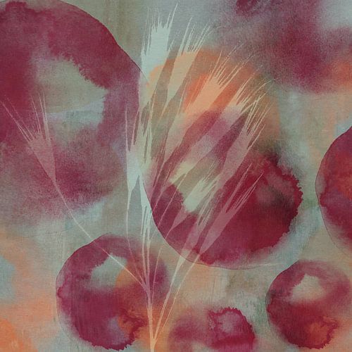 Dromen van de natuur. Gras in paars, taupe en terra