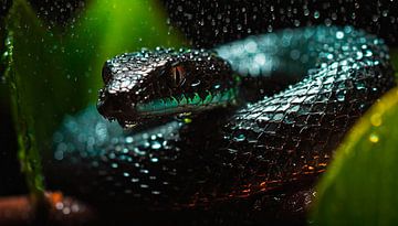 Serpent sous la pluie avec gouttes de pluie sur Mustafa Kurnaz