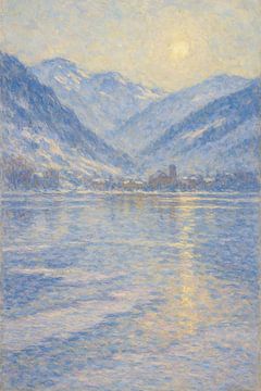 Gelassene gefrorene Reflexionen - Monet-inspirierter Wintersee