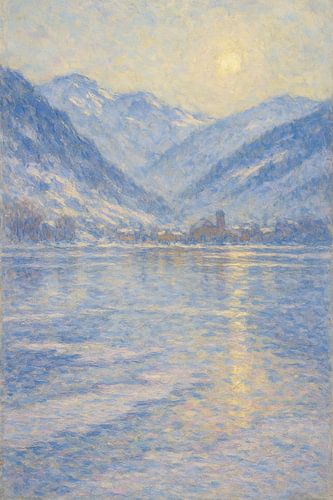Reflets gelés sereins - Lac d'hiver inspiré de Monet