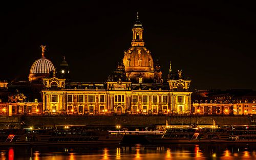 Old Town backdrop Dresden by night
