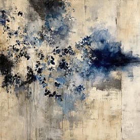 Abstract blue design on a beige canvas by Joriali Abstract