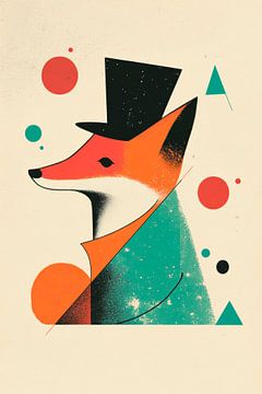 Elegante vos met hoge hoed Geometrische dierendromen Künstl van Poster Art Shop