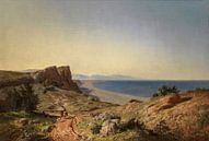 Carlos de Haes Küstengebiet, Hügel, Strand, antike Landschaft von finemasterpiece Miniaturansicht