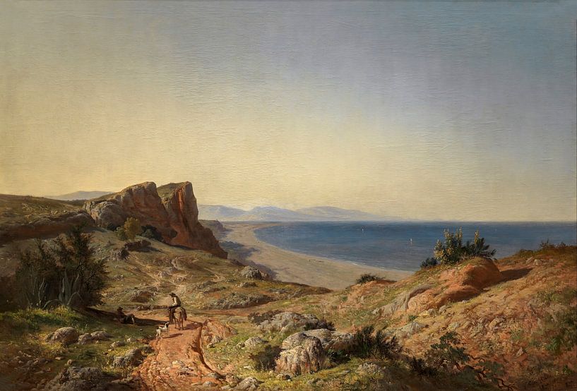 Carlos de Haes Küstengebiet, Hügel, Strand, antike Landschaft von finemasterpiece