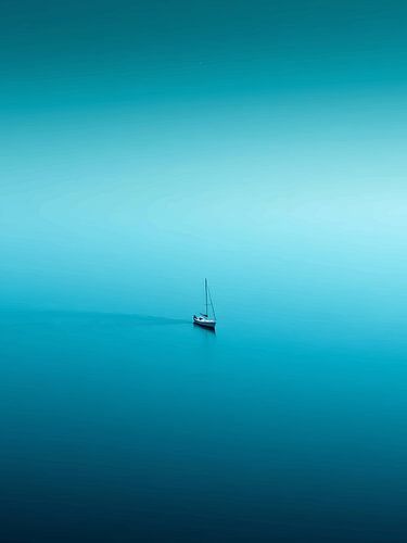 Eenzame Zeilboot Blauwe Zee