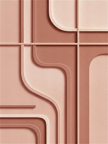 Résumé : Relief géométrique en 3D, rose poudré et terracotta