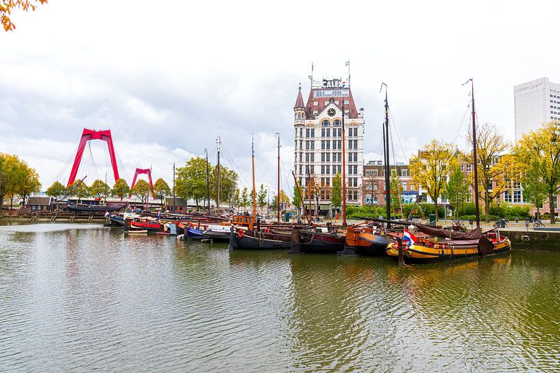 Uitzicht op de Willemsbrug Rotterdam vanaf de Kubuswoningen. van Merijn Loch