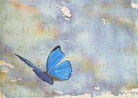 Butterfly dances to musical notes