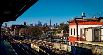 Uitzicht op Manhattan vanuit Brooklyn van Michiel van den Bos
