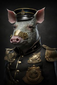 Portrait pig the officer by Digitale Schilderijen