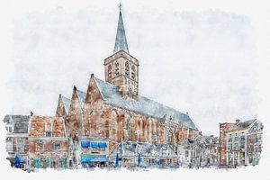 Sint Joris Kirche in Amersfoort (Aquarell)