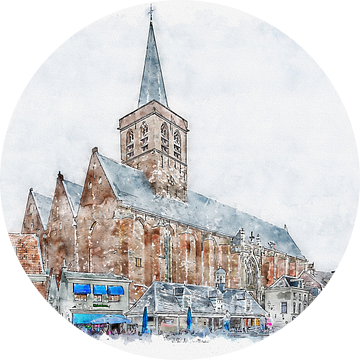 Sint Joriskerk in Amersfoort (aquarel) van Art by Jeronimo