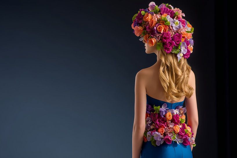 femme avec des fleurs par Egon Zitter