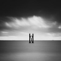 Minimalistic black and white coastal landscape