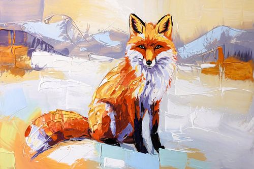 Moderne vos in sneeuwlandschap