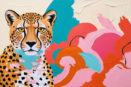 Kleurrijke abstracte cheetah kunst