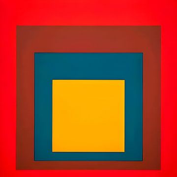 Josef Albers - Hommage aan het plein, rood, blauw, geel , Hoge resolutie van Vivanne