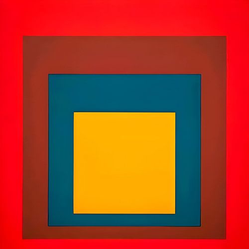 Josef Albers - Hommage aan het plein, rood, blauw, geel , Hoge resolutie