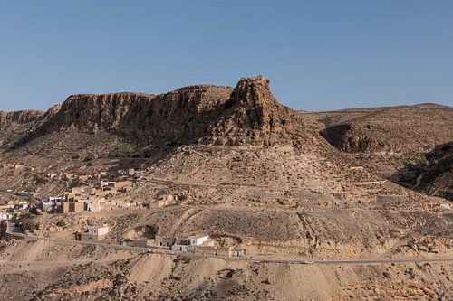 Road past a village in Tunisia