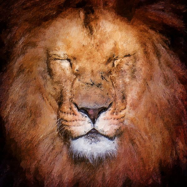 Portret van een prachtige leeuwenkop (kunst) van Art by Jeronimo