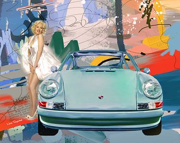 Porsche mit abstraktem Hintergrund