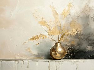 Goldene Vase: Serie Aquarell Stillleben-6