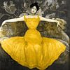 Dame in de gele jurk, Max Kurzweil met bloemen achtergrond van Digital Art Studio