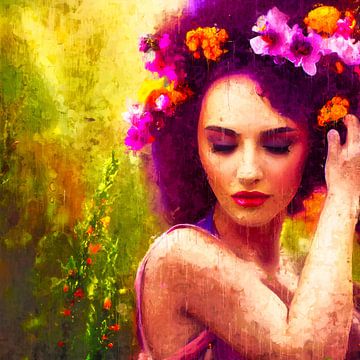 Painted flower girl by Arjen Roos