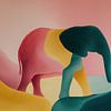 Panorama abstrait et coloré représentant un éléphant sur TheXclusive Art