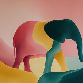 Colourful abstract elephant panorama by TheXclusive Art